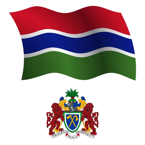 Gambia golvende vlag en jas — Stockvector