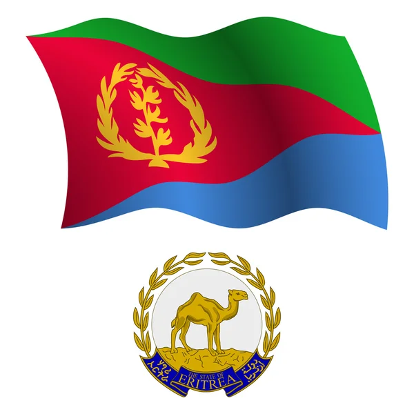 Eritrea drapeau ondulé et manteau — Image vectorielle