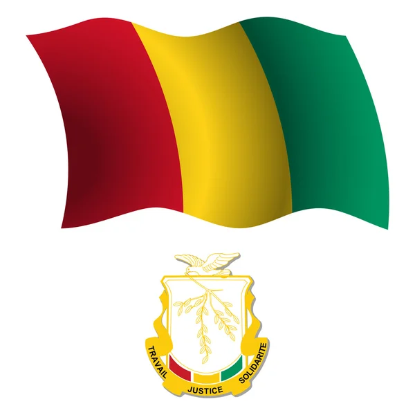 Gwinea falisty flaga i herb — Wektor stockowy