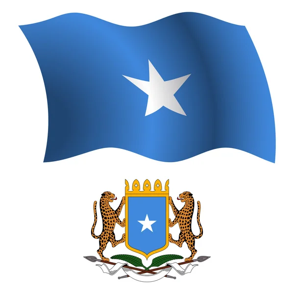 Somalia wavy flag and coat — Stock Vector