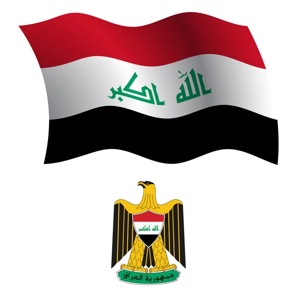 Iraq wavy flag and coat — Stock Vector