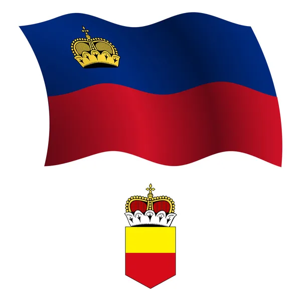 Liechtenstein bandera ondulada y abrigo — Vector de stock