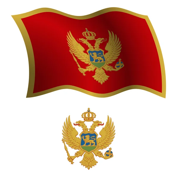 Montenegro wavy flag and coat — Stok Vektör