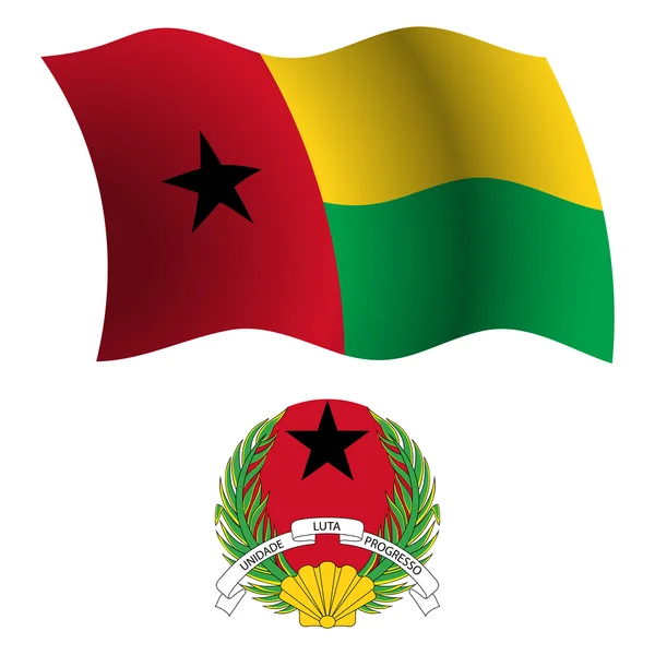 Gwinea bissau falisty flaga i herb — Wektor stockowy