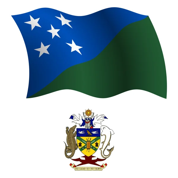 Isole Salomone bandiera sventolata e cappotto — Vettoriale Stock