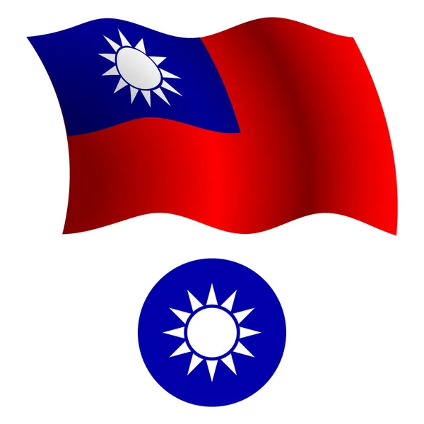 Taiwan ondulado bandera y abrigo — Vector de stock
