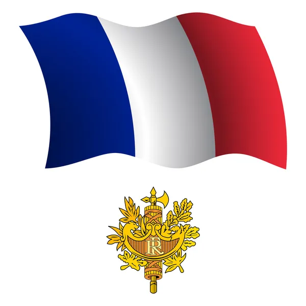 France Drapeau ondulé et manteau — Image vectorielle