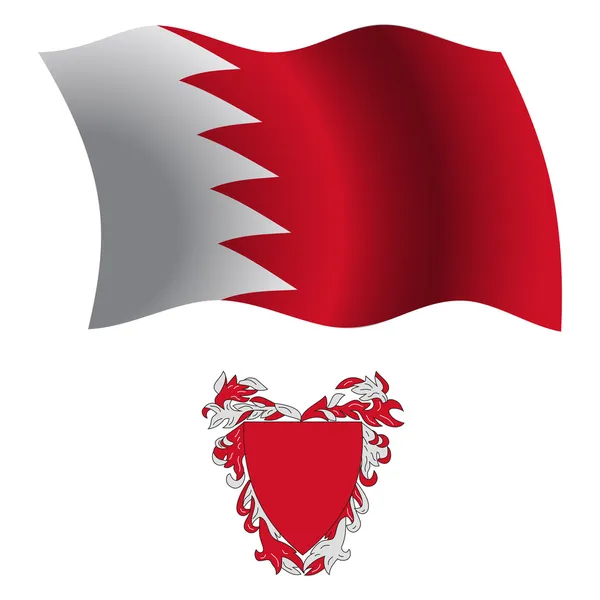 Bandera ondulada bahrain y abrigo — Vector de stock