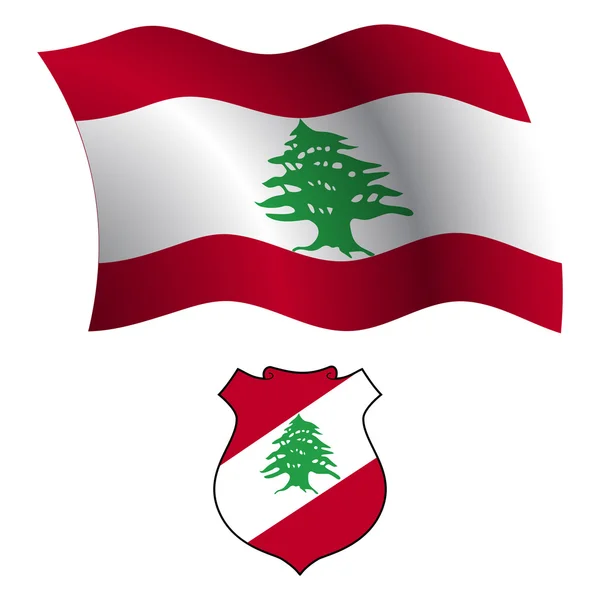 Vlnité vlajka Libanonu a kabát — Stockový vektor