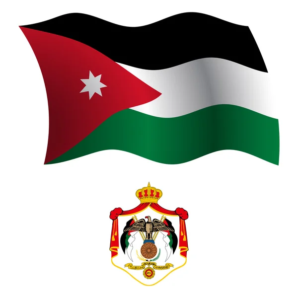 Jordánsko vlnité vlajky a kabát — Stockový vektor