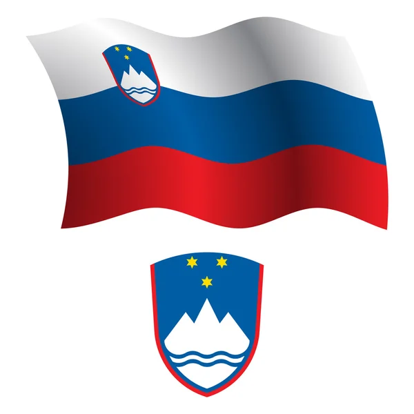 Slovenia bandiera ondulata e cappotto — Vettoriale Stock