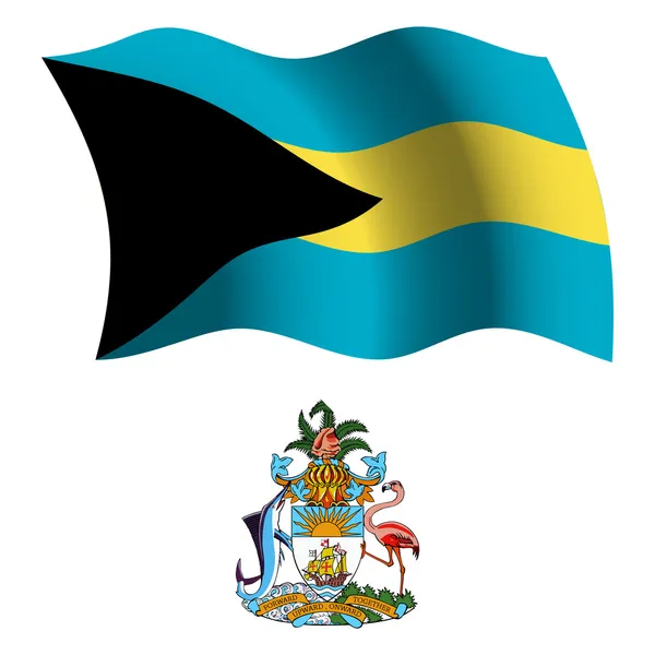 Bahamas wavy flag and coat — Stock Vector