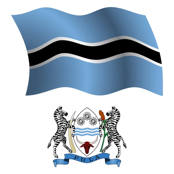 Botswana ondulada bandera y abrigo — Vector de stock