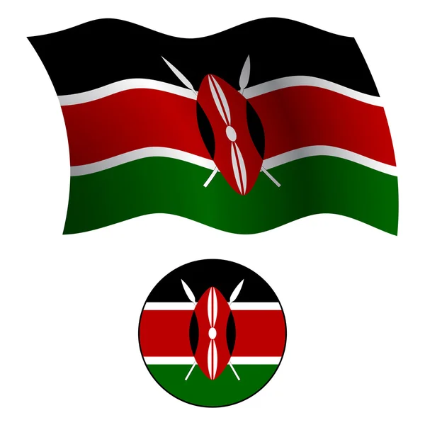 Kenya wavy flag and icon — стоковый вектор