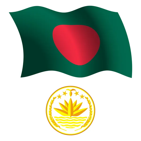 Bangladesz falisty flaga i herb — Wektor stockowy