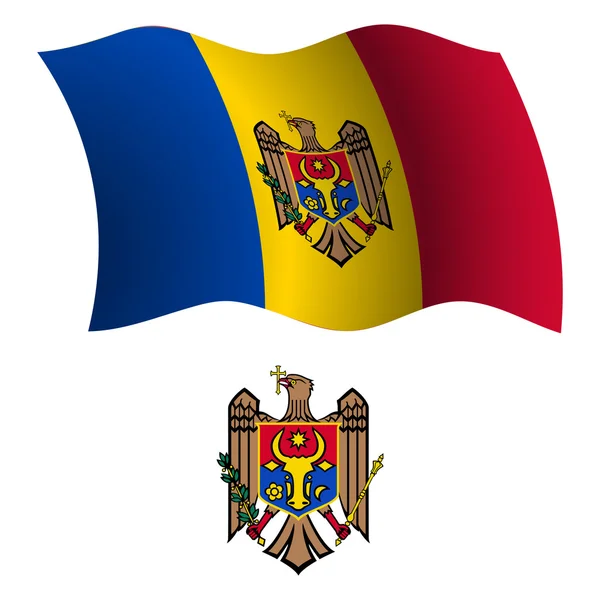 Κυματιστή σημαία της Μολδαβίας και παλτό — Διανυσματικό Αρχείο