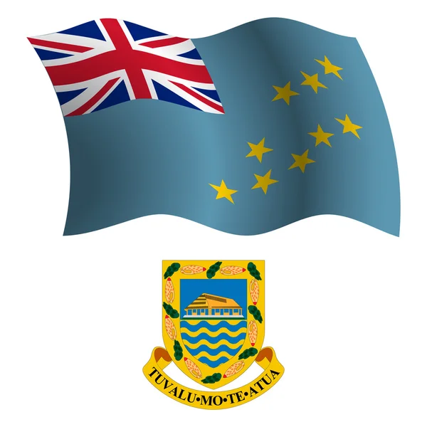 Tuvalu wavy flag and coat — Stock Vector