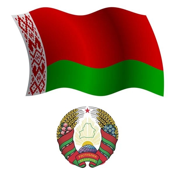 Belarus bandeira ondulada e casaco — Vetor de Stock