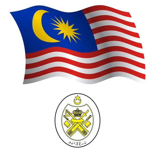 Malaysia wavy flag and coat — Stock Vector