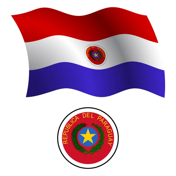 Paraguai bandeira ondulada e casaco — Vetor de Stock