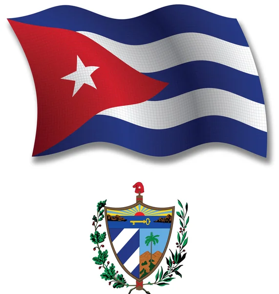 Vector de bandera ondulada texturizada cuba — Vector de stock