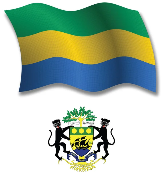 Gabonesiska republiken texturerat vågiga flagga vektor — Stock vektor