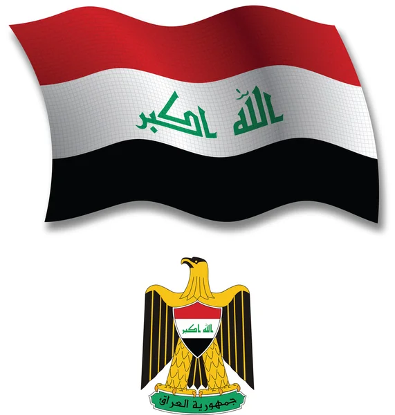 Vetor de bandeira ondulado texturizado iraq —  Vetores de Stock