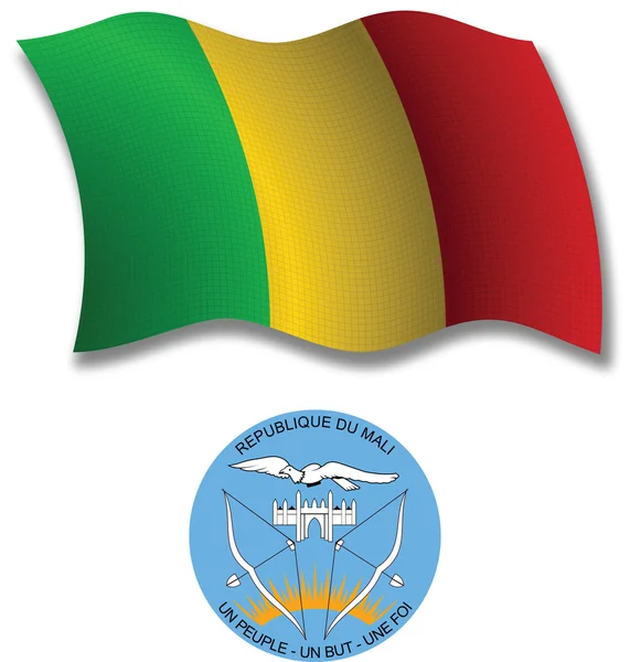 Mali texturizado vector de bandera ondulada — Archivo Imágenes Vectoriales