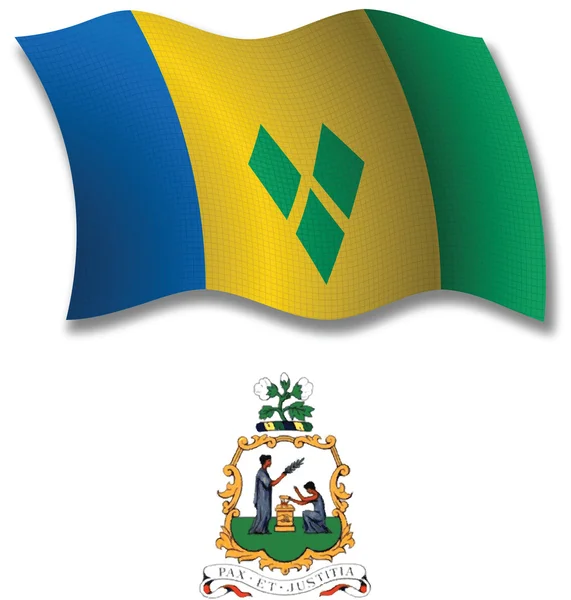Saint vincent and the grenadines textured wavy flag vector — Stock Vector