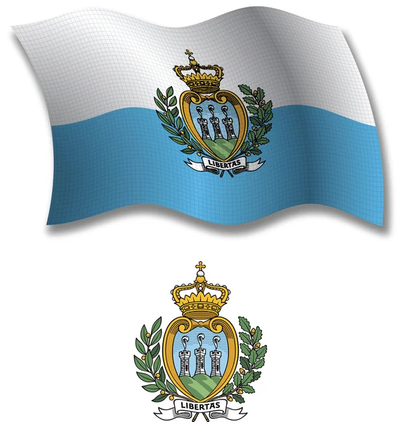 San marino texturizado vetor bandeira ondulada — Vetor de Stock