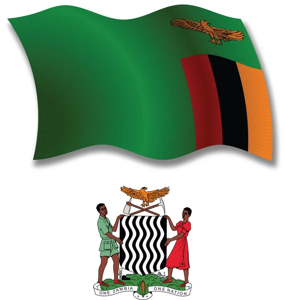 Zâmbia texturizado vetor bandeira ondulada — Vetor de Stock