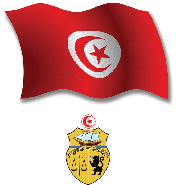 Tunisko texturou vlnité vlajky vektor — Stockový vektor