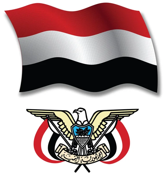 Iémen texturizado vetor de bandeira ondulada — Vetor de Stock