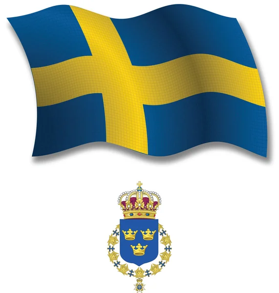 スウェーデン テクスチャ波状フラグ ベクトル — ストックベクタ