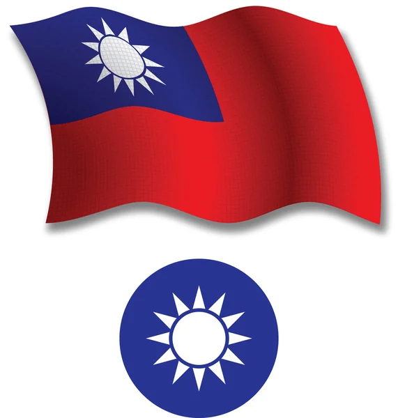 Tayvan dalgalı bayrak vektör dokulu — Stok Vektör