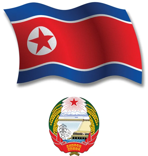 Nordkorea texturerat vågiga flagga vektor — Stock vektor