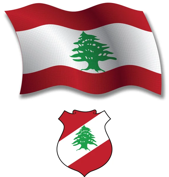 Lebano testurizzato vettore bandiera ondulata — Vettoriale Stock