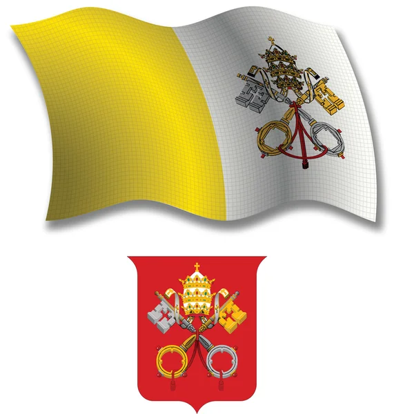 Vatikán texturou vlnité vlajky vektor — Stockový vektor