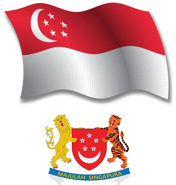 Singapore textured wavy flag vector — Stock Vector