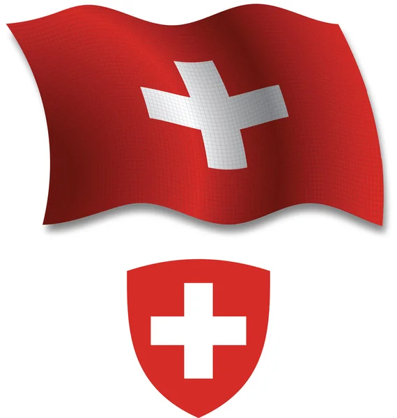 Switzerland textured wavy flag vector — Stock Vector