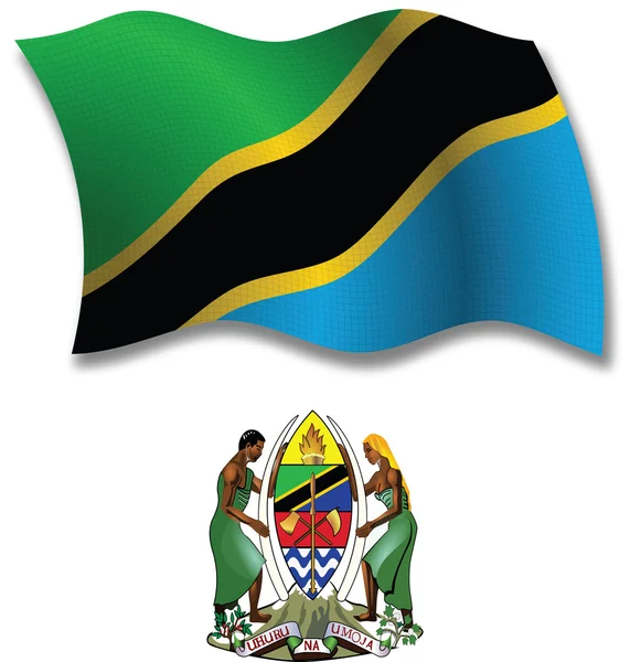 Tanzania texturizado vetor bandeira ondulada — Vetor de Stock