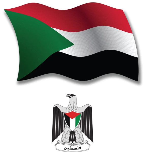 Palestina texturizado ondulado bandeira vetor —  Vetores de Stock