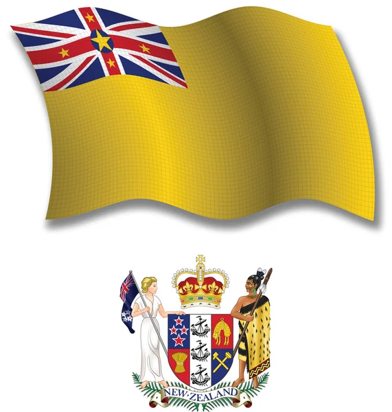 Vecteur de drapeau ondulé texturé niue — Image vectorielle