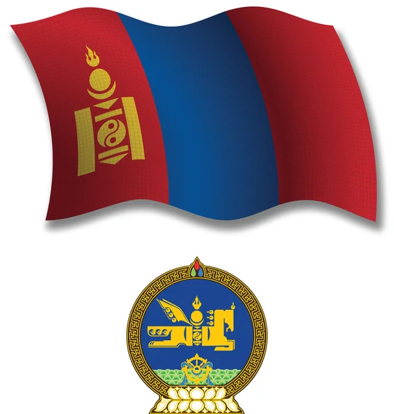 Moğolistan dalgalı bayrak vektör dokulu — Stok Vektör