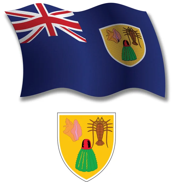 Îles Turques et Caïques vecteur de drapeau ondulé texturé — Image vectorielle