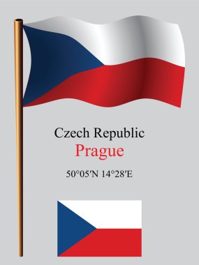 Çek Cumhuriyeti dalgalı bayrak ve koordinatları