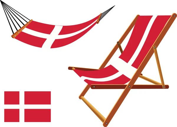 Juego de hamaca y silla de cubierta denmark — Vector de stock