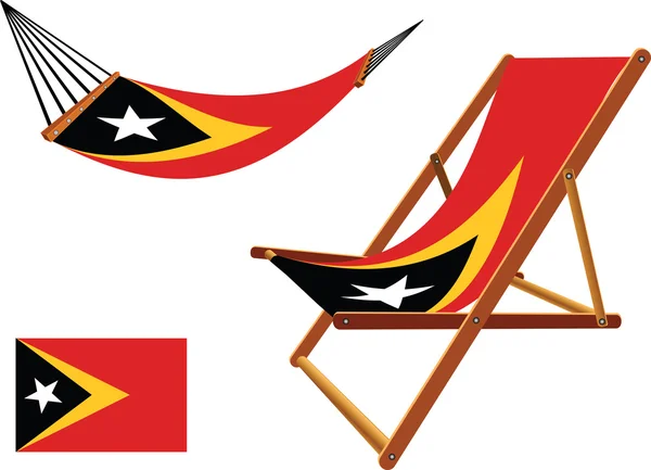 东帝汶吊床和甲板上的椅子套 — 图库矢量图片