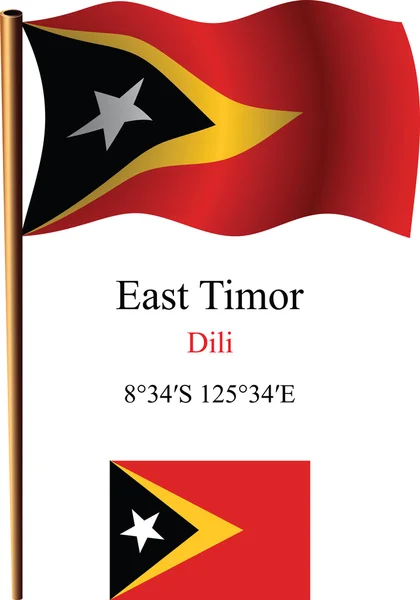 East timor wavy flag and coordinates — Stock Vector