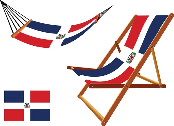 Dominican republic hammock and deck chair set — Stock Vector